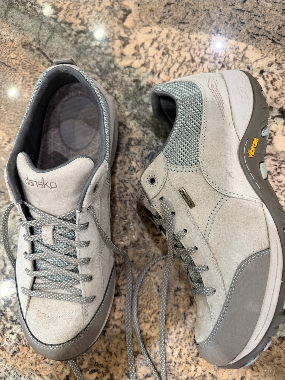 Dansko Men's Light Gray Suede and Mesh Lace-Up Sneakers